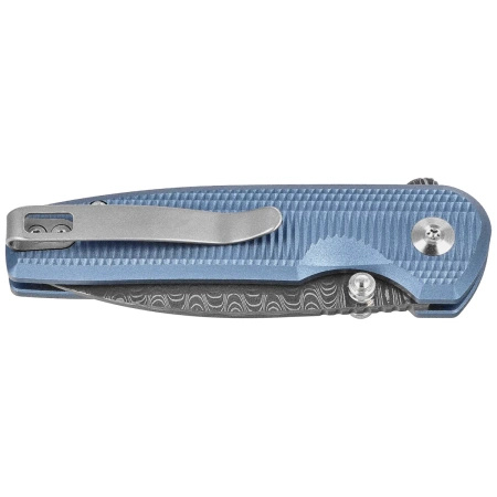 Civivi Knife Mini Shakan Blue Aluminum Folding Knife, Damascus (C20052F-DS1)