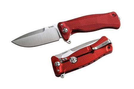 LionSteel SR11A Aluminum Red / Satin Blade Folding Knife (SR11A RS)