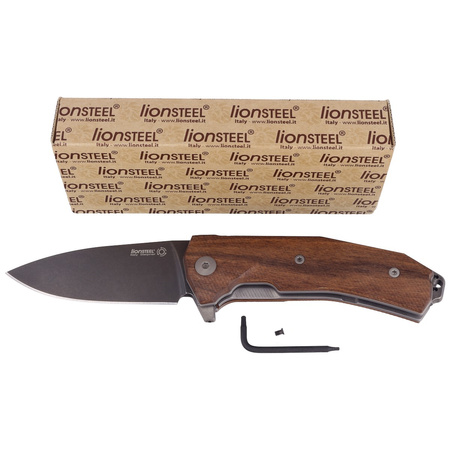 LionSteel KUR Santos Wood Folding Knife, PVD Stonewash Sleipner by Molletta (KUR BST)