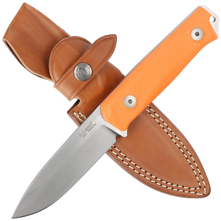 LionSteel Bushcraft Orange G10 knife, Stone Washed Sleipner by Molletta (B41 GOR)