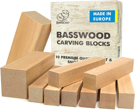 Set of 10 linden wood blocks for carving - BeaverCraft BW10