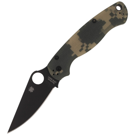 Spyderco Para Military 2 G-10 Camo Folding Knife, Black Blade - C81GPCMOBK2