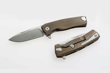 LionSteel ROK Titanium Bronze, Satin Blade Folding Knife (ROK B)