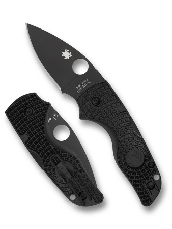 Spyderco Lil' Native Lightweight Black FRN, Black DLC CTS BD1N Folding Knife by Eric Glesser (C230PBBK)