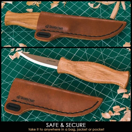 Carving knife with leather scabbard - BeaverCraft C4S