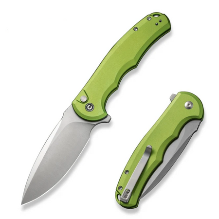 Civivi Button Lock Praxis Folding Knife Lime Green Aluminum, Satin Nitro-V (C18026E-3)
