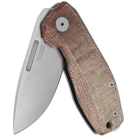 LionSteel Naono Natural Canvas Micarta Folding Knife, Satin CPM MagnaCut (NA01 CVN)