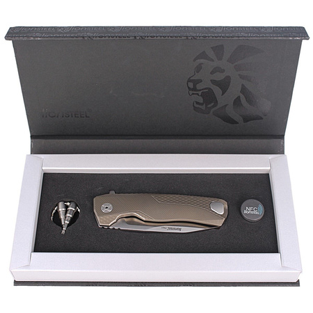 LionSteel ROK Titanium Bronze, Satin Blade Folding Knife (ROK B)