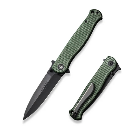 Civivi RS71 Green Canvas Micarta Folding Knife, Black Stonewashed Nitro-V by Robert Saniscalchi (C23025-3)
