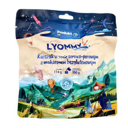 Lyommy - Freeze-dried food Chicken in cheese and leek sauce with gluten-free pasta 350 g