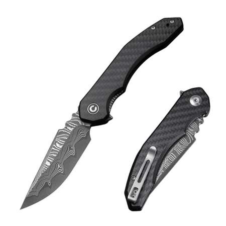 Civivi Bluetick Black G10 Folding Knife, Damascus by Bryan Montalvo (C23050-DS2)