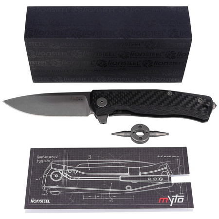 LionSteel Myto Carbon Fiber / Satin Blade Folding Knife (MT01 CF)