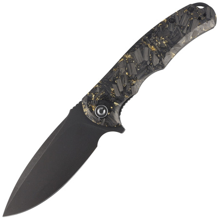 Civivi Praxis Knife Black/Gold Shredded Carbon Fiber, Black Stonewashed 9Cr18MoV (C803J)