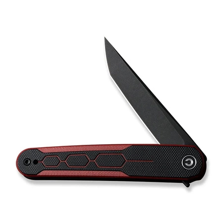Civivi KwaiQ Burgundy/Black G10 Folding Knife, Black Stonewashed Nitro-V by Rafal Brzeski (C23015-1)