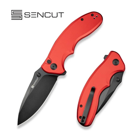 Sencut Cybrix Red Aluminum, Black 9Cr18MoV Folding Knife (S23098A-3)