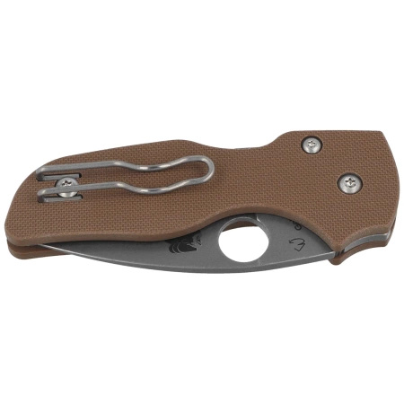 Spyderco Lil' Native Compression Lock Sprint Run Brown G-10 Folding Knife, Stonewashed CPM 15V by Eric Glesser (C230GPBN15V)