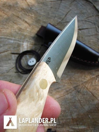 Brisa Necker 70 knife - Karelian birch - leather scabbard