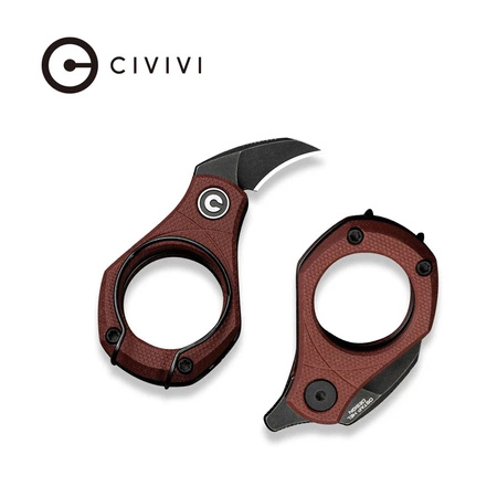 Civivi Pyrus Burgundy G10, Black Stonewashed 14C28N by Ostap Hel (C23038-1)