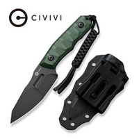 Civivi Propugnator Green Canvas Micarta, Black Stonewashed D2 by PG Knives (C23002-2) knife