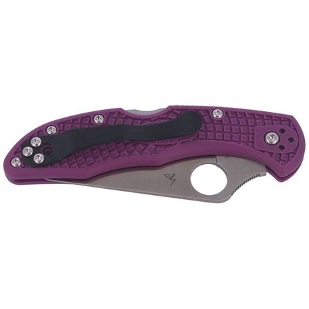 Spyderco Delica 4 Flat Ground Lightweight Purple Plain Folding Knife (C11FPPR)