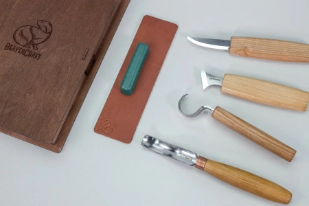 Carving knife set with wooden case - BeaverCraft S19Book