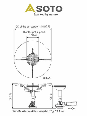 Ultralight burner with SOTO WindMaster ignition in 4/Flex OD-1RXN