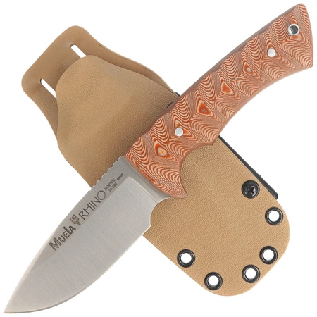 Muela Rhino Brown Canvas Micarta, Satin X50CrMoV15 Knife (RHINO-10SV.C/K)