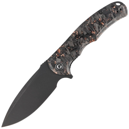 Civivi Praxis Knife Black, Copper Shredded Carbon Fiber And Copper Shred, Black Stonewashed 9Cr18MoV (C803I)