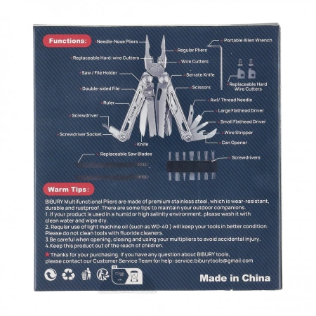 Bibury Pliers Pro Silver multitool - 19 tools
