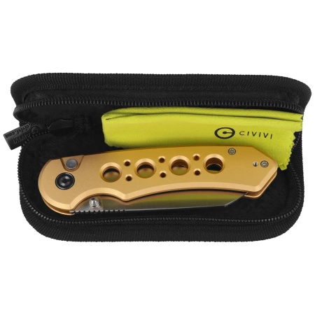Civivi Pragma Prime Champagne Aluminum Folding Knife, Satin 14C28N (C24067-3)