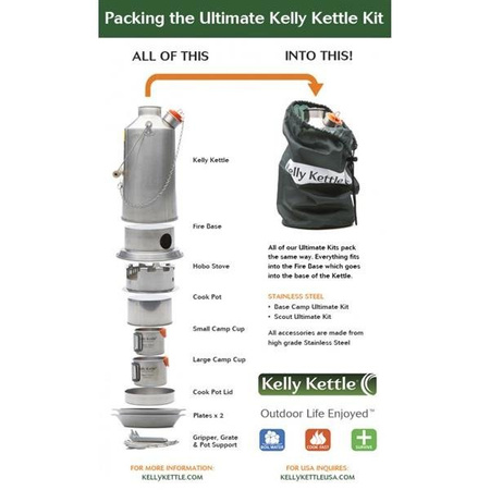Kelly Kettle ULTIMATE Base Camp 1.6L Steel Kit