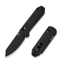Civivi Yonder Black Burlap Micarta Folding Knife, Blackstonewashed 14C28N by Zac Whitmore (C23073B-2)
