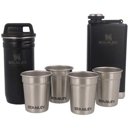 Set of 4 glasses + flask Stanley Adventure black 