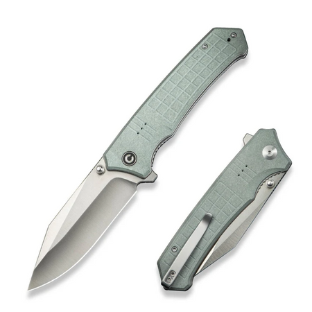 Civivi Tacticorix Gray Shredded G10 Folding Knife, Satin Nitro-V (C23055-3)