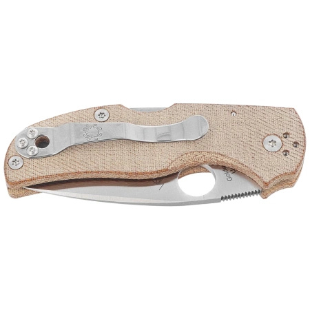 Spyderco Native 5 Brown Canvas Micarta Folding Knife, Satin CPM Cru-Wear by Sal Glesser (C41MPCW5)