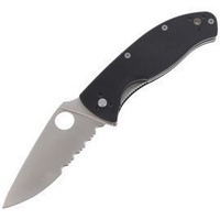Spyderco Tenacious G-10 Black Combination Folding Knife (C122GPS)