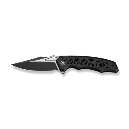 Civivi Anaaki Black Aluminum, Black Stonewashed/Satin Nitro-V Folding Knife (C24039-1)