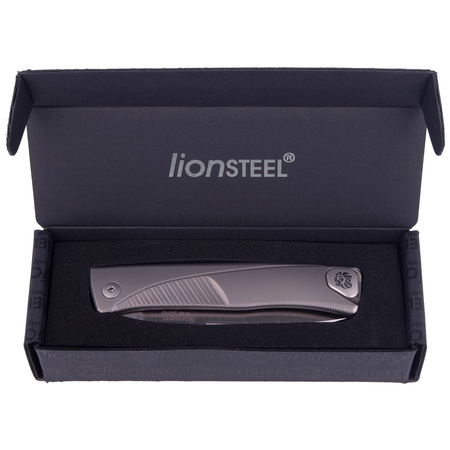 LionSteel Thrill Grey Titanium, Satin M390 folding knife by Molletta (TL GY)