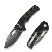Civivi Vexron Black-Green G10 Folding Knife, Damascus (C24066-DS1)