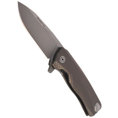 LionSteel ROK Titanium Bronze, Satin Blade Folding Knife (ROK B)