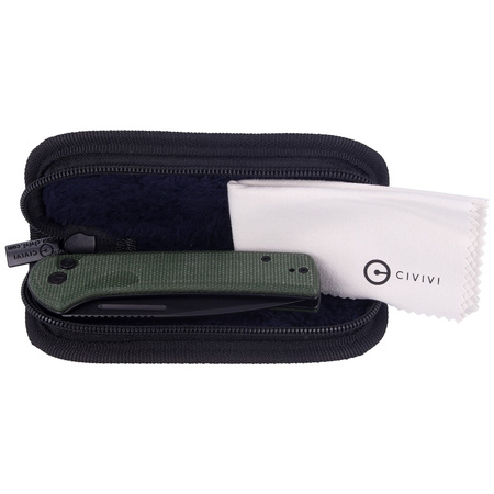 CIVIVI Conspirator Green Micarta Knife, Black Stonewashed (C21006-2)