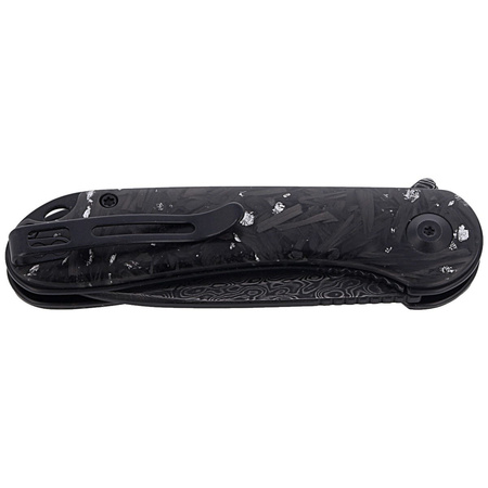 CIVIVI Elementum Flipper Knife Shredded Carbon Fiber / Silvery Shred, Black Damascus (C907C-DS2)