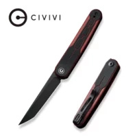 Civivi KwaiQ Burgundy/Black G10 Folding Knife, Black Stonewashed Nitro-V by Rafal Brzeski (C23015-1)