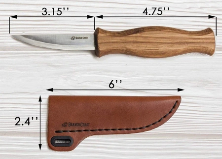 Carving knife with leather scabbard - BeaverCraft C4S