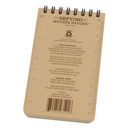 Rite in the Rain - Waterproof Notes - 3x5'' - Tan