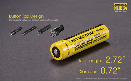 Nitecore 18650 NL1834 3400mAh battery