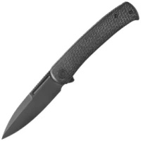 Civivi Caetus Black Burlap Micarta Folding Knife, Black Stonewashed 14C28N (C21025C-2)