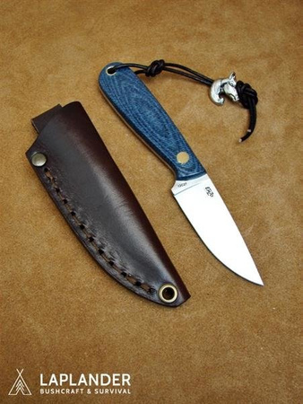 Brisa Necker 70 Flat knife - Blue Jeans Micarta - Leather scabbard