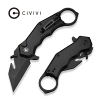 Civivi Amaroq Black Aluminum, Black Stonewashed Nitro-V Folding Karambit Knife by Tony Sentmanat (C24018-2)