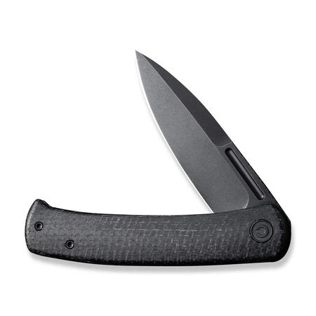 Civivi Caetus Black Burlap Micarta Folding Knife, Black Stonewashed 14C28N (C21025C-2)